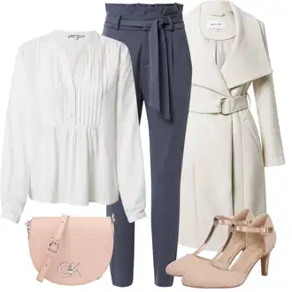Podzim Outfit s Bílá/Krémová/Khaki Slip-on Halenka/Halenka s Dlouhým Rukávem/Kožená bunda pro muže/Halenkové Body/Sportovní Halenka/Oversize Muselínová Blůza About You "Zimní outfity"