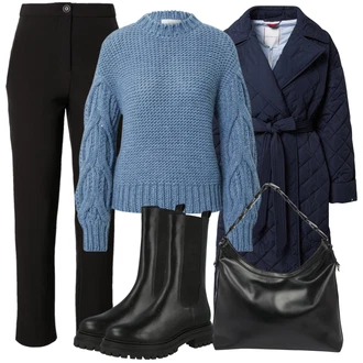 Outfit s Černá Přechodový Kabát Tommy Hilfiger "Zimní outfity"