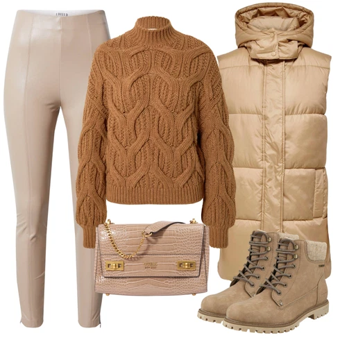 Kombinace Béžová/Khaki/Hnědá Vinylový Legín/Latexové legíny/Vinylové kalhoty/Kožený legíny/Legíny Kožený Vzhled/Kalhoty z Umělé Kůže/Kalhoty s nášivkou uprostřed Edited