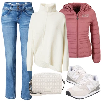 Outfit s Růžová Lehké Bund/Bunda Háčkovaná ea7 emporio armani "Zimní outfity"