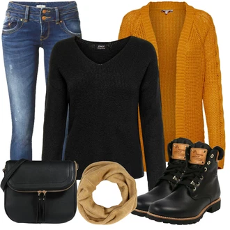 Outfit s Černá Kozačka Šněrovací Kotníková Bota/Vintage Kozačka/Klasická Kozačka/Vintage Kotníková Bota/Bojová Bota/Motorkářská bota/Motorkářská Bota Panama Jack "Zimní outfity"