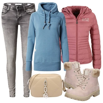 Outfit s Růžová Lehké Bund/Bunda Háčkovaná ea7 emporio armani "Zimní outfity"