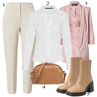 Ovratnik s pritrdilnimi gumbi outfit mit Krem/Bela Srajca/Bluzasti Body/Slim Fit Bluza VERO MODA "Zimska oblačila"