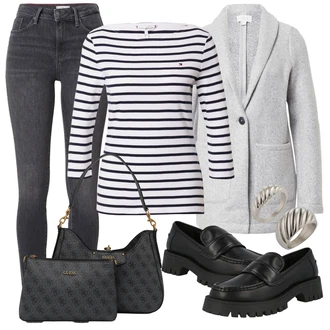 Outfit s Šedá/Stříbrný Pečetní Prsten Karolina Kurkova Originals "Zimní outfity"