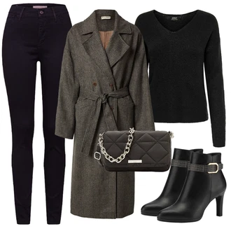Podzim Outfit s Vínová/Bílá/Fialová/Tmavě modrá Kalhoty Džínové Legíny/Jeggings/Pletený Legín/Tregíny/Manšestrový legíny/Skinny Kalhoty levi's ® "Zimní outfity"