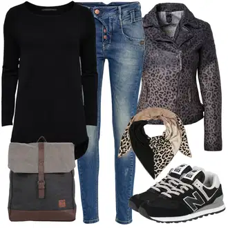 Outfit s Černá/Béžová/Hnědá/Bílá Bandana/Šál/Pokrývka hlavy Šátek na hlavu About You "Zimní outfity"