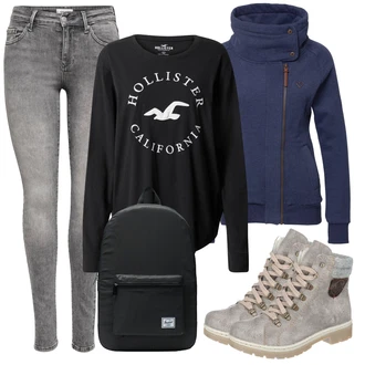 Outfit s Tmavě modrá Originální Mikina/Mikina/Pletená Mikina s kapucí/Sportovní Mikina Alife and Kickin "Zimní outfity"