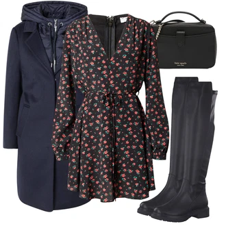 Outfity na zimu Midi s Červená/Růžová/Fialová Šaty s dlouhým rukávem/Šaty S Potiskem/Sakové Šaty/Zavinovací Šaty/Zimní šaty s dlouhým rukávem/Šaty s Páskem/Šaty na Podzim/Košilové šaty/Halenkové Šaty/Šaty s puntíky GLAMOROUS "Zimní outfity"
