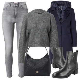 Styl, Western Outfit s Hnědá/Černá Kožená bunda/Chelsea Boty/Kozačka se zipem/Kožená kotníková bota/Plochá Kotníková Bota/Jezdecká Bota/Kotníková Bota s Podšívkou Tom Tailor "Zimní outfity"Look: Western, Unisex