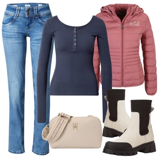 Outfit s Růžová Lehké Bund/Bunda Háčkovaná ea7 emporio armani "Zimní outfity"