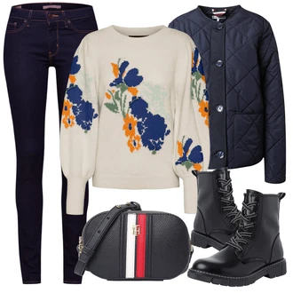 Outfit s Černá Kozačka Šněrovací Kotníková Bota/Klasická Kozačka/Bojová Bota/Plochá Kotníková Bota/Motorkářská bota MARCO TOZZI "Zimní outfity"