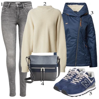 outfit mit Temno Siva/Svetlo Siva/Siva Hlača velika velikost Pajkice Velika Velikost Only "Zimska oblačila"