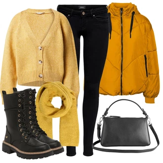 Outfity na zimu s Žlutá Pletenina veľkej veľkosti About You "Zimní outfity"