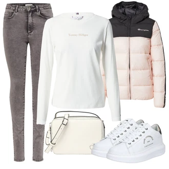 Outfit s Zelená/Světle modrá/Šedá/Bílá/Stříbrný Teniska Kožené Tenisky/Tenisky s Bočním Zipem/Úzká Teniska/Teniska na platformě/Nízká Teniska karl lagerfeld "Zimní outfity"