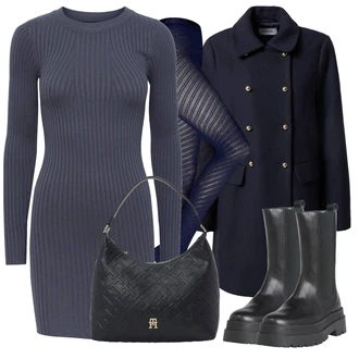 Outfit s Černá Punčocháče Wolford "Zimní outfity"