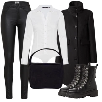 Outfit s Bílá/Krémová Halenka Slim Fit/Halenkové Body VERO MODA "Zimní outfity"