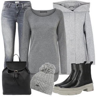 Outfit s Šedá Čepice Chillouts "Zimní outfity"