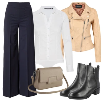 Motorka Outfit s Hnědá/Černá Kozačka Kožená bunda/Chelsea Boty/Kozačka se zipem/Kožená kotníková bota/Plochá Kotníková Bota/Jezdecká Bota/Kotníková Bota s Podšívkou Tom Tailor "Zimní outfity"Look: Na Procházku, Pracovní, Motorka, Jízda na koni