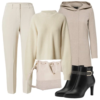 Prošívaný Outfit s Šedá/Hnědá/Béžová/Khaki Scuba Kabát/Pletený Kabát/Kašmírový Kabát/Lehký Kabát/Zimní Kabát Vlněný kabát/Pletený Fleecový Kabát/Vlněný Fleecový Kabát/Lodenový kabát/Kabát s Úzkým Střihem/Kabát s Kapucí Only "Zimní outfity"