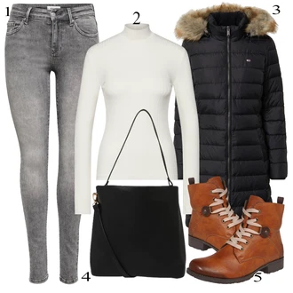 outfit mit Temno Siva/Svetlo Siva/Siva Hlača velika velikost Pajkice Velika Velikost Only "Zimska oblačila"