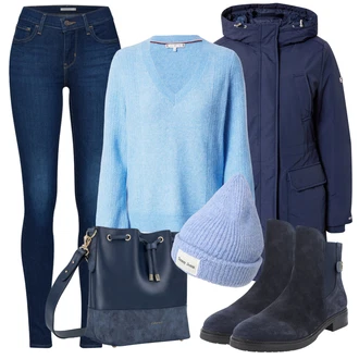 Outfit s Modrá Klobouk Čepice Tommy Hilfiger "Zimní outfity"