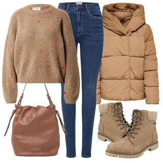 Outfit s Khaki/Hnědá/Béžová Vycpaná kozačka/Zimní kotníková bota/Zimní Kozačka/Kotníková Bota s Podšívkou/Klasická kozačka/Šněrovací Kozačka/Trekingová Bota/Bojová Bota/Kožené pánské obuv/Nepromokavá kozačka Tom Tailor "Zimní outfity"