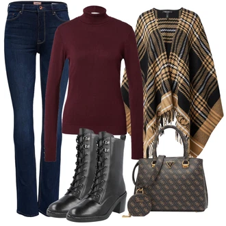 Outfity na zimu s Černá Pončo & Kimono marc cain "Zimní outfity"