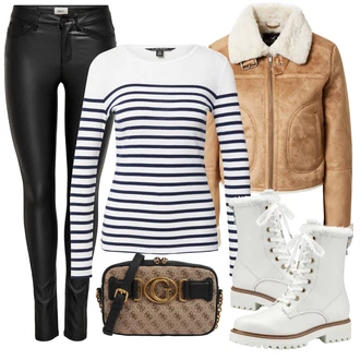 Outfit s Šedá Kozačka Šněrovací Kotníková Bota Tamaris "Zimní outfity"