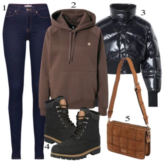 outfit mit Temno modra Jeggings/Jeans Pajkice Tommy Hilfiger "Zimska oblačila"