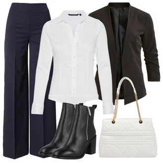 Outfit s Bílá/Krémová Halenka Slim Fit/Halenkové Body VERO MODA "Zimní outfity"