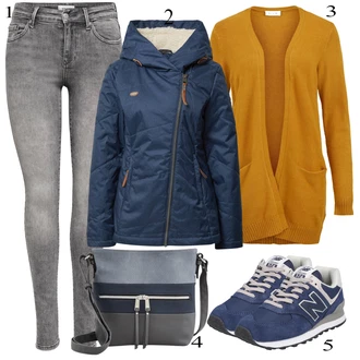 outfit mit Temno Siva/Svetlo Siva/Siva Hlača velika velikost Pajkice Velika Velikost Only "Zimska oblačila"