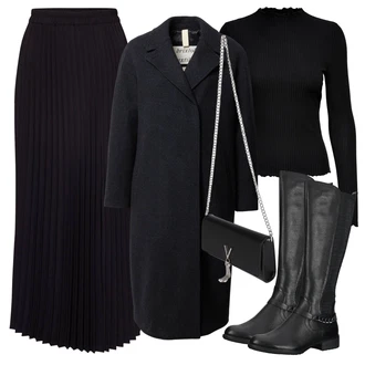 Outfity na zimu Krásný Výstřih na zádech s Černá Pletený top/Pletené tričko/Roláková Košile Only "Zimní outfity"Look: Krásný, Old Money, Romantický, Bezešvé