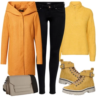 Outfit s Hnědá Kozačka Šněrovací Kotníková Bota Dockers by Gerli "Zimní outfity"
