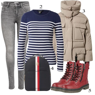 outfit mit Temno Siva/Svetlo Siva/Siva Hlača velika velikost Pajkice Velika Velikost Only "Zimska oblačila"