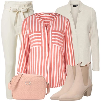 Outfit s Růžová/Hnědá/Béžová Westernová Kotníková Bota/Kovbojská kotníková bota/Kožená bunda/Letní kotníková kozačka/Špičatá Kozačka About You "Zimní outfity"