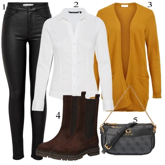 Ovratnik s pritrdilnimi gumbi outfit mit Krem/Bela Srajca/Bluzasti Body/Slim Fit Bluza VERO MODA "Zimska oblačila"