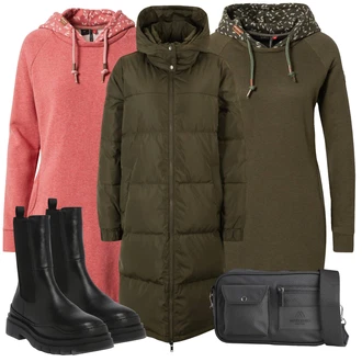 Outfit s Černá Žerzejové Šaty Ragwear "Zimní outfity"