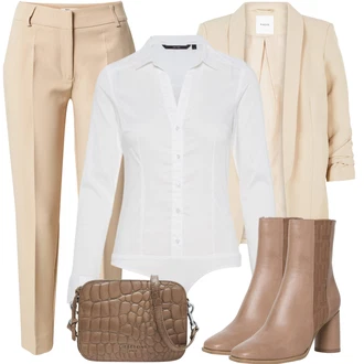 Outfit s Bílá/Krémová Halenka Slim Fit/Halenkové Body VERO MODA "Zimní outfity"