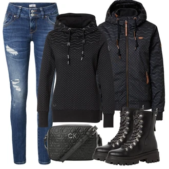 Outfit s Černá Kabát Ragwear "Zimní outfity"