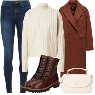 Outfit s Červená/Hnědá/Tmavě červená/Oranžová Přechodový Kabát/Kašmírový Kabát/Midi Kabát/Zimní Kabát Vlněný kabát/Dlouhý Kabát/Vintage Kabát/Vlněný Kabát/Oversize Kabát/Dlouhý kabát/Kabát z Kabanosu/Trenčkot Only "Zimní outfity"