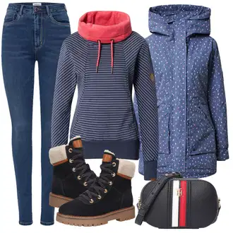 Outfity na zimu s Černá Šněrovací Bota/Zimní bota/Šněrovací Kotníková Bota/Nízká bota na podpatku ESPRIT "Zimní outfity"