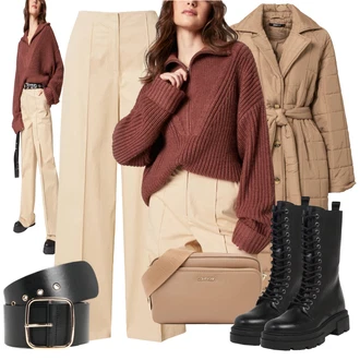 Dlouhé / Maxi Outfit s Hnědá Dlouhé Šaty/Doplňek/Taška Přes Rameno/Dlouhý Zimní Kabát/Dlouhé Kardigany/Dlouhá tylová sukně Calvin Klein "Zimní outfity"