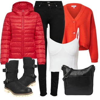 Outfity na zimu s Černá Dlouhý Zimní Kabát/Dlouhá tylová Sukně/Taška/Dlouhé Šaty/Doplňek About You "Zimní outfity"