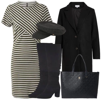 Nadrozměrné Outfit s Černá Kašmírový Kabát/Lodenový kabát/Dlouhý kabát/Dlouhý Kabát/Midi Kabát/Oversize Kabát/Vlněný Kabát/Zimní Kabát Vlněný kabát Vila "Zimní outfity"Look: Klasické, Cool, Kancelář, Old Money, Příliš oblečený, Nadrozměrné