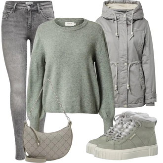 Outfit sa Siva/Pastelne boje Čizmica Gležnjača na Vezanje Tamaris "Zimski look"