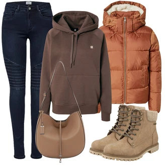 Streetwear Outfit s Khaki/Šedá/Tmavě hnědá/Hnědá Partnerská Mikina/Originální Mikina/Vintage Mikina/Sportovní Mikina/Svetr S Kapucí/Oversize Mikina/Sportovní Mikina/Pletená Mikina s kapucí/Unisex Mikina S Kapucí G-Star Raw "Zimski outfit"Look: Pracovní oděvy, Streetwear, Unisex, Sportovní
