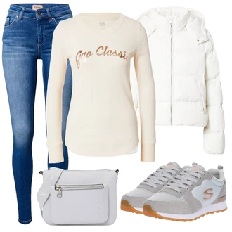 Outfit s Šedá Dlouhá tylová sukně/Doplňek/Dlouhé Šaty/Dlouhý Zimní Kabát/Taška Calvin Klein "Zimní Outfit"