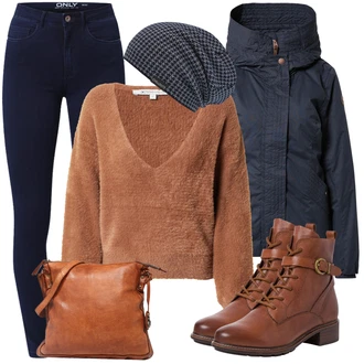Outfit sa Smeđa Pletivo Veći Broj Tom Tailor Denim "Zimski outfit"