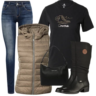 Outfit s Černá Zimní Kozačka/Dlouhá Kozačka/Bota se širokým nohavici/Klasická Kozačka/Plochá Kozačka nad koleno/Nepromokavá Kozačka/Jezdecká Bota Rieker "Barevný jarní outfit"