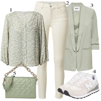 outfit mit Bež/Bela/Khaki Usnjena Jakna/Motoristične Kavbojke/Kavbojke z Razporkom/Kavbojka z Nizkim Pasom/Kavbojka z Nizkim Pasom/Push up Kavbojke/Ozke Kavbojke/Usnjene Čevlje/Termodžinsi Only "Pokrivalo za pomlad"